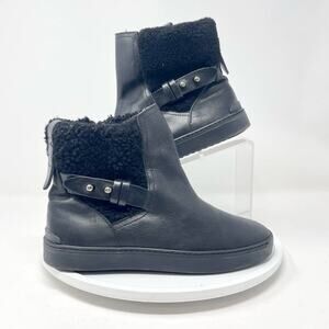RAG & BONES Boots Women Size 36 / US 5 Shearling Flat Farling Black Zipper Ankle